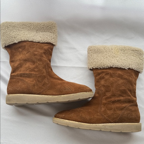 Coach Tan Suede Kally Boots with Shearling Trim - Size 10 (11”) - Picture 1 of 9